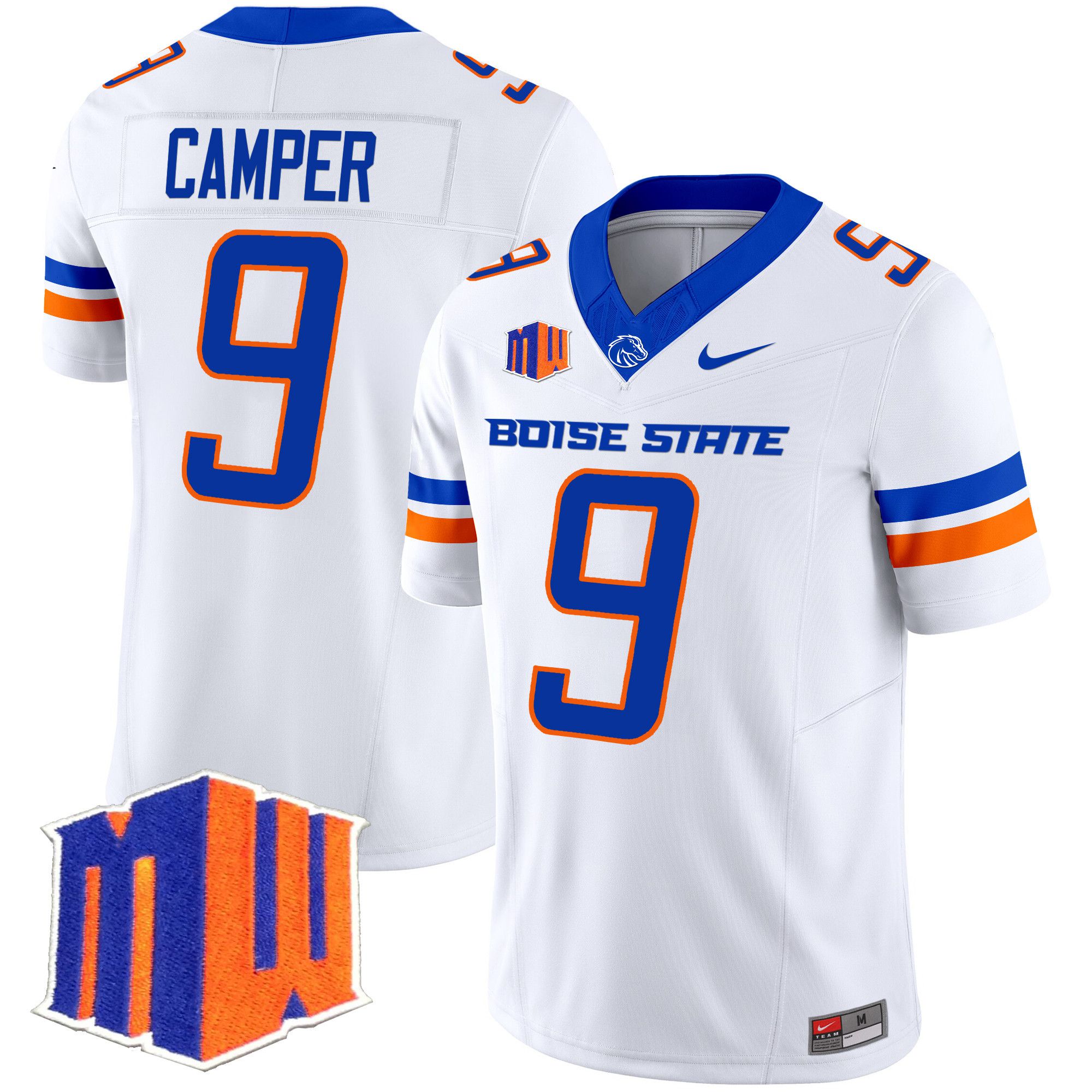 Men Boise State Broncos #9 Camper White Nike 2024 Vapor Limited NCAA Jersey